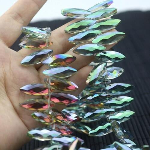 10pcs Horse Eye Crystal Beads Oval Fuchsia Green Plated Crystal Glass Beads Pendant Charm Crystal Beads Decoration,Free Shipping