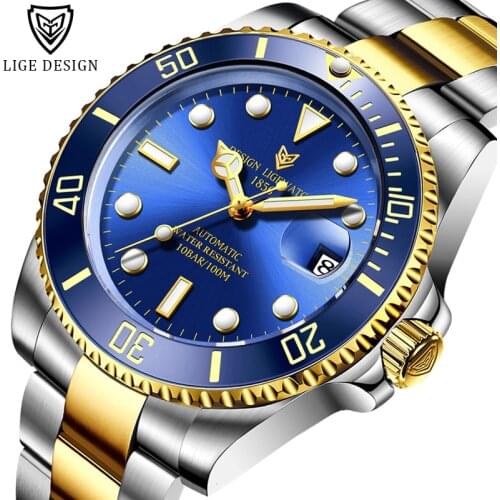 100ATM Waterproof Watch 2020 LIGE Fashion Watches Men Top Brand Automatic Mechanical Tourbillon Clock Stainless Steel Wristwatch