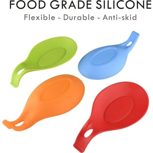 2PCS/Set Soup Spoon Pad Kitchen Silicone Spoon Rest Heat Resistant Placemat Spoon Tray Spoon Pad Tool Home Kitchen Gadget