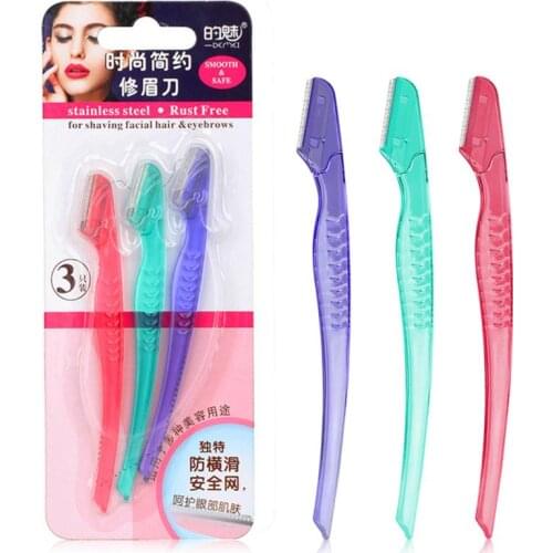 3 pcs/Set Portable Eyebrow Trimmer Face Hair Razors Women Eyebrow Shaver Hair Removal Trimmer Shaver Beauty Makeup Tools