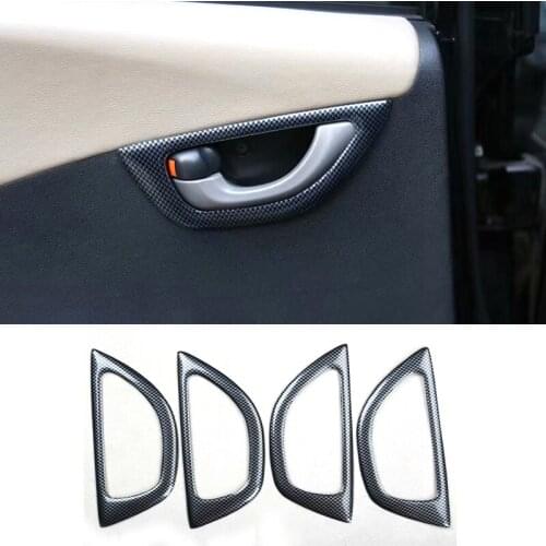 Car Interior Door Handle Grab Frame Trim Stickers For Honda FIT 2008-2013 LHD ABS Carbon Fiber Style Styling 4Pcs/set