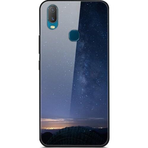 For VIVO Y11 2019 Phone Case Tempered Glass Case Fitness Back Cover Star Sky Pattern