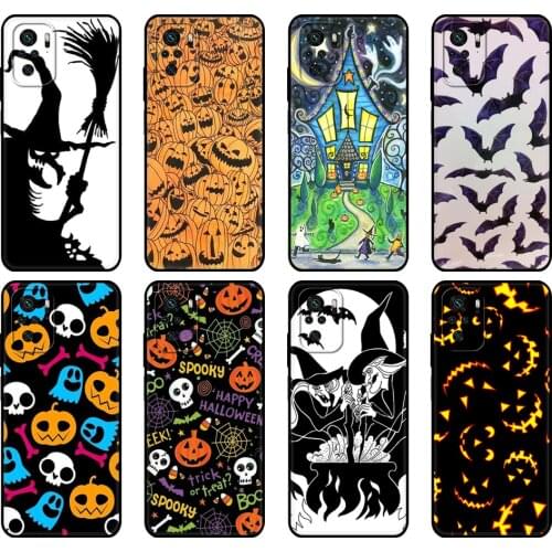 Black tpu Case For Xiaomi Redmi 9T Case Redmi Note 9T Note 10 5G 4G Pro 10S Case Pumpkin Halloween Bat