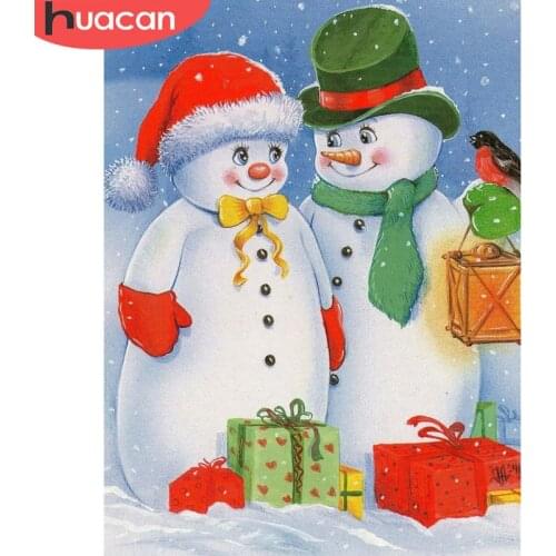 HUACAN Full Square/Round Diamond Painting 5d Snowman Needlework DIY Diamond Embroidery Christmas Handicraft Home Decor