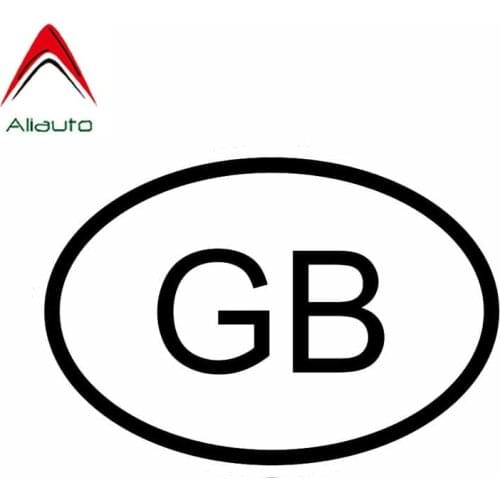 Aliauto Personality Custom Car Sticker Gb Great Britain Country Code Oval Vinyl Sunscreen Anti-UV Decal Black/Silver,13cm*8cm