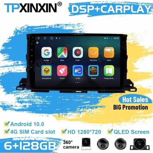 Cameras Car Radio Stereo Receiver Android 10 For Toyota Highlander 2013 2014 2015 2016 2017 2018 GPS Player Auto Audio Head Unit