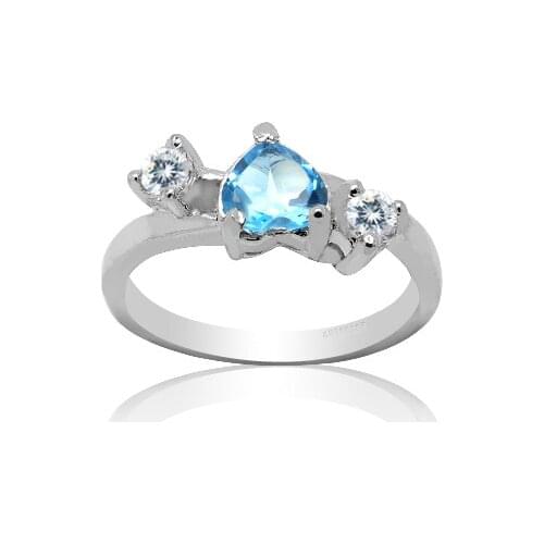 Romantic Heart Crystal Ring for Daily Wear 5mm VVS Grade Natural Topaz Silver Ring 925 Silver Topaz Ring Gift for Girl