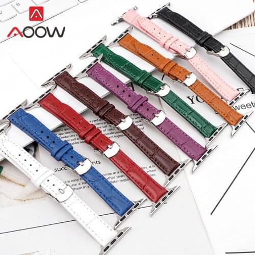 Leather Strap for Apple Watch iwatch 6 5 4 3 2 1 SE 38mm 42mm 40mm 44mm crocodile Pattern Women Replacement Bracelet Wrist Band