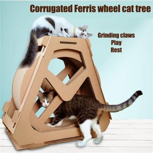 Creative Large Corrugated Paper Waterwheel Turntable Wheel Weight Loss Toy Climbing Tree Cat Scratching Board