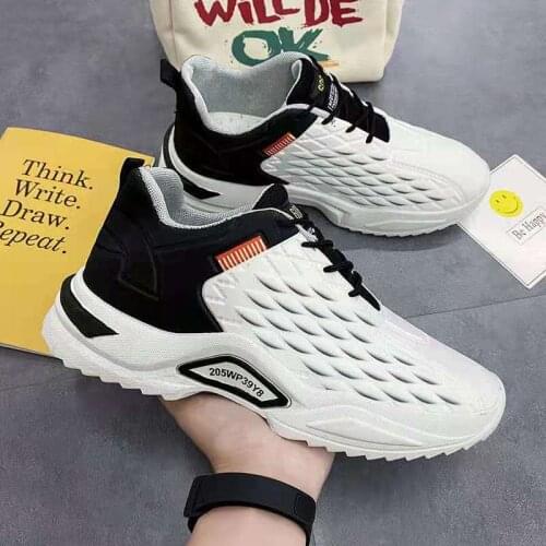 Trend Mens Casual Shoes Spring Flying Woven Male Sneaker Breathable Walk Shoes Lace-up Mesh Sport Shoes Outdoor Running Sneaker