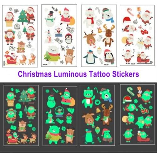Hot 1Pc Christmas Luminous Temporary Tattoo Stickers Party Decoration Christmas Ornaments Christmas Gift Carnival Party Decor