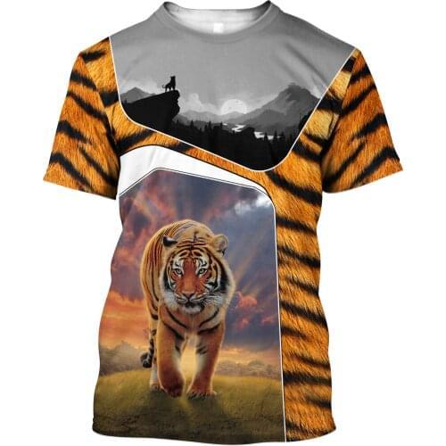 2021 Summer Mens T-shirt 3D Tiger Pattern Digital Printing T-shirt Harajuku Casual Short-sleeved T-shirt Round Neck Top