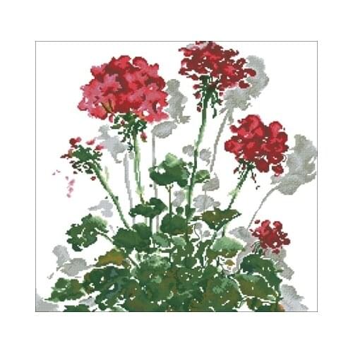 RTO CU048 Red Geranium Needlework,For Embroidery,DIY 14CT Unprinted Arts Cross stitch kits Set Cross-Stitching Home Decor