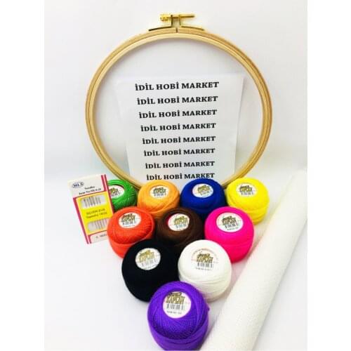 Cross stitch Etamin Set (wooden Pulley, etamin Rope, Etamin Fabric, etamin Needle) hobby start tapestry set embroidery hand-knitted processing