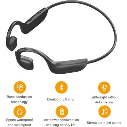 Bone Conduction Bluetooth 5.0 Earphone 120mAh Men Women Lightweight Sports Waterproof Wireless Earphone with Microphone