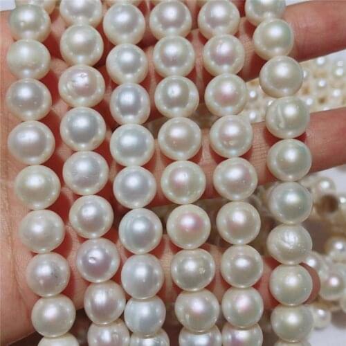 New 9-10mm Natural Freshwater AA Nearly circular Pearl DIY Loose Beads 16"