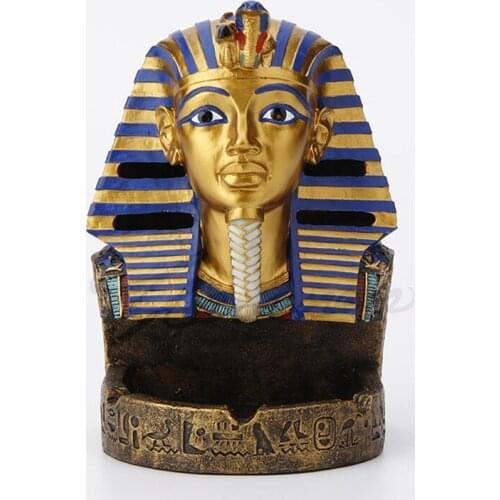 EGYPT PHARAOH ASHTRAY LIVING ROOM CREATIVE DECORATION 3 SLOT ASHTRAY HOLDER RESIN CRAFT DECORATIONS FOR HOME BIRTHDAY GIFT R3683