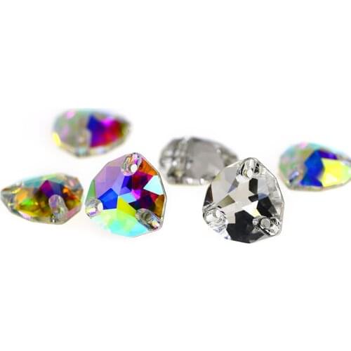Sew On Rhinestones With 3 Holes Triangle Flatback Sewing Rhinestone K5 Glass Glitter Gems Stone Beads Decoration for Clothes DIY