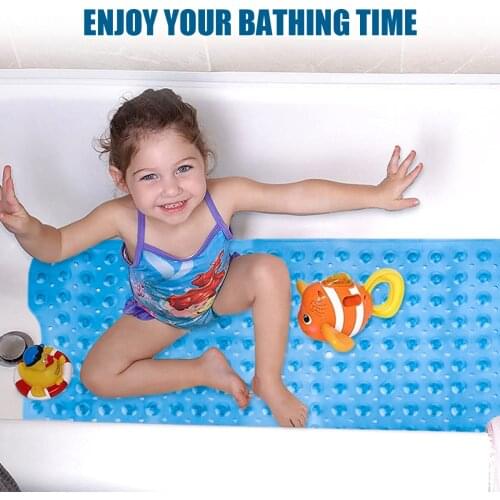100*40cm Transparent Shower Mat BathTub Mat Bath Cushion with Drain Hole,Suction Cup Non-Slip Mat for Bathroom,Kids Pregnant