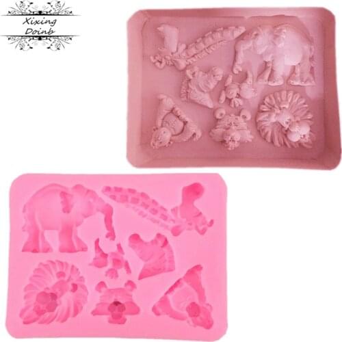 Different animals lion tiger giraffe elephant shape silicone mold cake decoration tools candy crafts jewelry resin clay mold