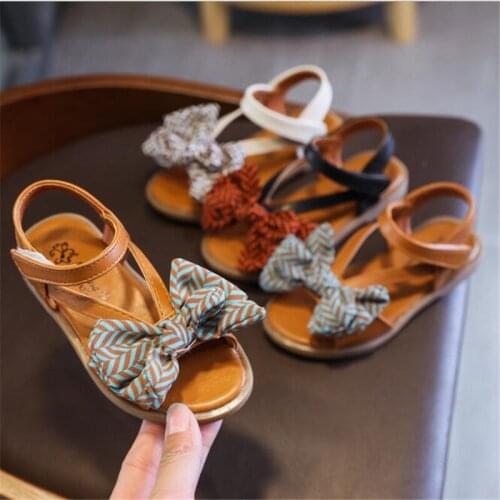 2021 summer new fashion girls sandals bowknot little princess sandals soft bottom antiskid light casual beach shoes