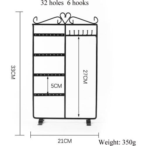 Surprise Price 32 Holes 6 Hooks Earrings Stud Necklace Jewelry Display Jewllery Organization MultifunctionalMetalEarringDisplay