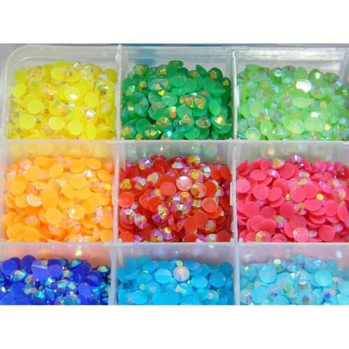 Ab Color 3d Nail Rhinestones Gem Crystall...5mm-Flat Bottom Diamond For Manicure 15 Mixed Colours Flat Back Crystal Strass 1 Set