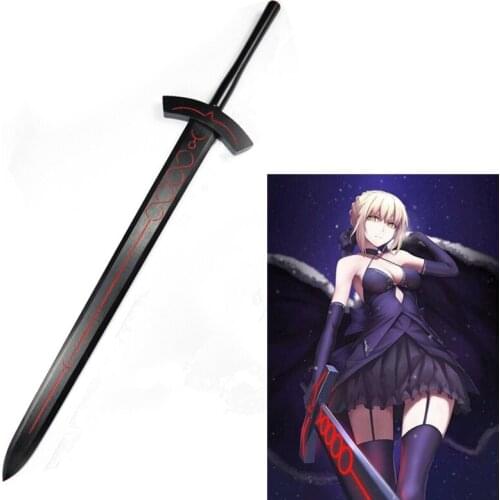 Fate Stay Night Saber Arthur Pendragon Black White Excalibur Sword Steel Cosplay Prop Wooden Weapon 114CM