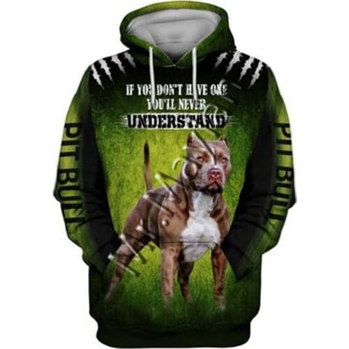 Unisex 3D Graphic Hoodies Sweatshirts Animals Dog Art Pit Bull Hoodie Men/Women Casual Streetwear Sweatshirt Pullover AW-02262