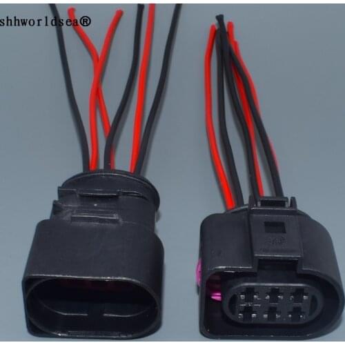 Worldgolden 6 Pin 1J0973733 1J0 973 733 3.5 Auto LSU 4.2 Oxygen Sensor Connector Throttle Plug For VW AUDI PASSAT Bora