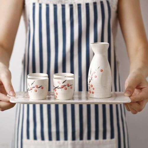 Japanese clear wine pot liquor cup plate suit ceramic creativity underglaze color restaurant sake warm bottle set gift