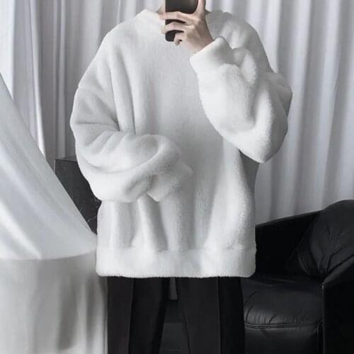 Women Sweetshirts Winter Lamb Plush Korean Fashion Loose Round Neck Plus Velvet Thick Casual Y2k Tops Kawaii Harajuku Clothes