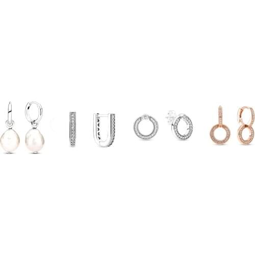 NEW 2021 100% 925 Sterling Silver Pearl Earring Women Fit DIY Original Bracelet Fshion Jewelry Gift