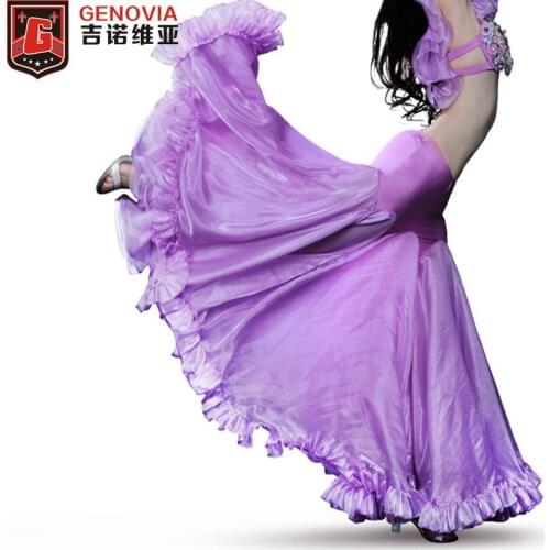 Professional Women Oriental Belly Dance Costume Waves Skirt Dress with Slit Carnival Bollywood Skirt Free Shipping