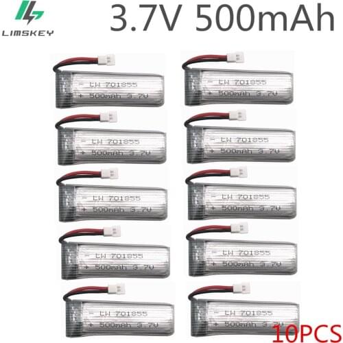10pcs/lot 3.7V 500mAh Li-Polymer Battery For H37 E50 JXD H37 RC Quadcopter Mini Drone Li-Polymer Battery 3.7V 500mAh 701855
