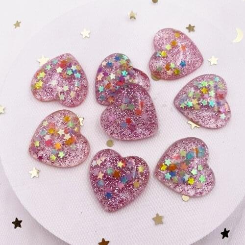 12Pcs Shiny Resin 20mm Heart Colourful Star Gem Flatback Rhinestone Clothing Applique Scrapbook Jewelry DIY Craft SF938