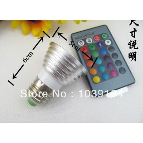 2PCS/LOT 3W 4W E27 RGB LED Bulb 16 Color Change Lamp spotlight 110 220v for Home Party decoration with IR Remote