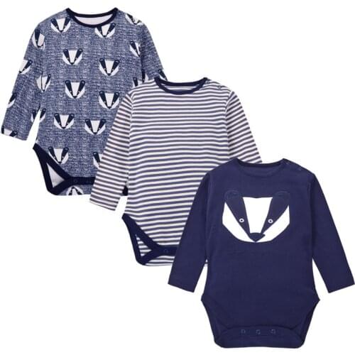 3 pieces / lot New Baby beautiful blue bear print Sports suit for kids natural cotton clothing with Long sleeves for boys