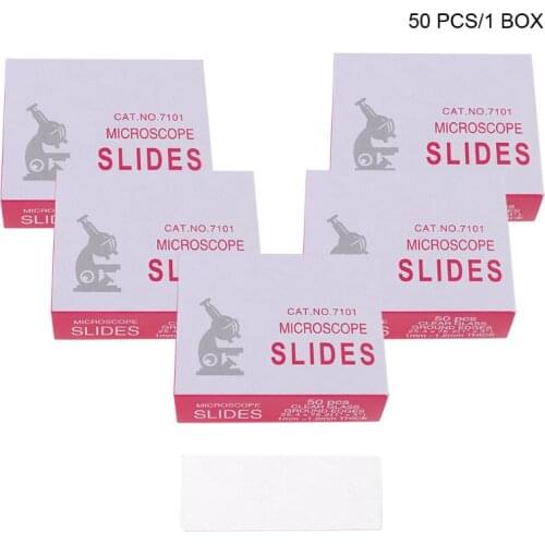 50 Pcs/1 Set 7101 Polished Edge Microscope Slides for Preparation of Specimen Glass Cover Slips Optical Instruments Microscope
