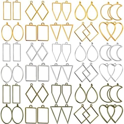 60 Pcs UV Epoxy Hollow Frames Resin Craft Bezels Pendants for Necklaces Earrings Making