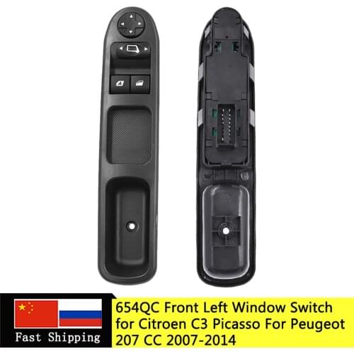 6554.QC Car Front Left Driver Side Master Electric Window Switch Button For Citroen C3 Picasso For Peugeot 207 CC WA 2007-2014