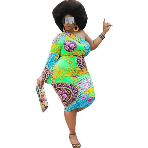 African Dresses For Women Plus Size Sexy Slash Neck Hollow Out Skinny Dress Fashion Dashiki Print Bazin Africa Clothing Vestidos