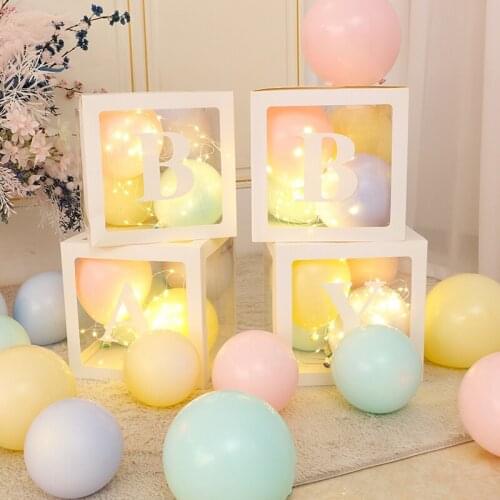 A-Z Letter Name Balloon Box Wedding Bride-to-be Party Transparent Accessory Baby Shower Birthday Party Background Decor Supplies