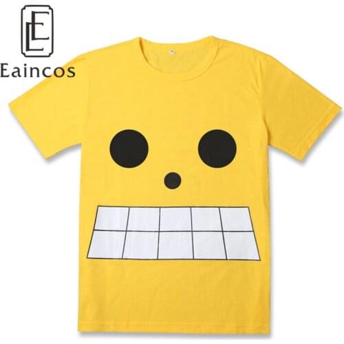 Anime One Piece Monkey D Luffy Tee Cosplay Costume Short Sleeve T-shirts Casual Tops Yellow