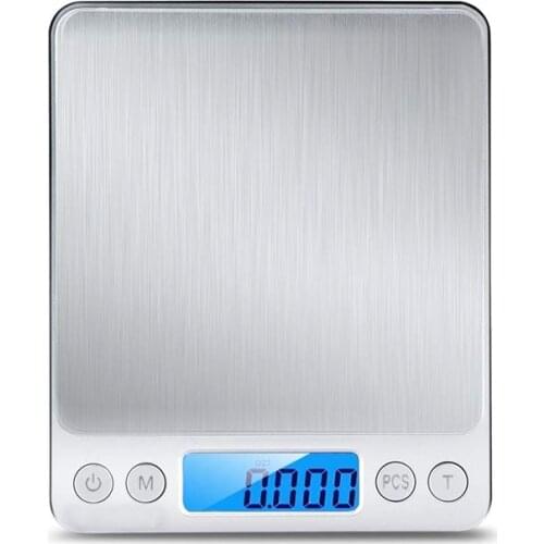 Digital Scale 500g 0.01g Electronic Scales Pocket Case Jewelry Scale Household Weight Scale Weight Balance 3kg 0.1g Silver