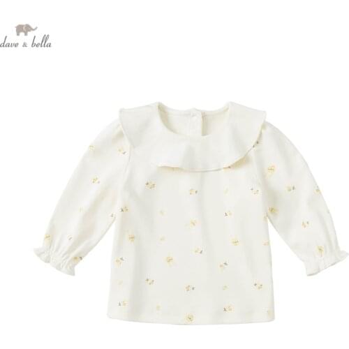 DBJ18685 dave bella autumn baby girls cute cartoon print T-shirt children tops kids girl fashion tees