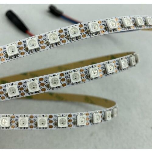Addressable 2m 100LEDs/m DC5V WS2812B led pixel strip,non-waterproof,with 100pixels/M;WHITE PCB;8mm wide PCB