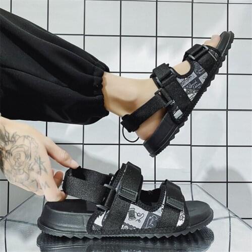 Outdoor Breathable Comfortable Slip On Plus Size Open Shoes Casual Men Lightweight Printing Slippers Summer Sandy Beach Sandalia