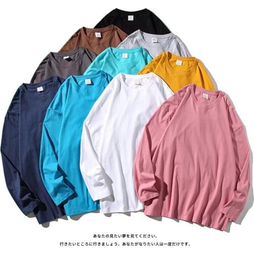 Male Tshirt Solid Color Base Top Tees O Neck Long Sleeve T-shirt Korean Style Couple Fashion Clothing New Oversized Tees