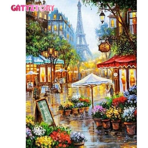 GATYZTORY 5D DIY Diamond Painting Diamond Embroidery Full Square Drill Street Scenery Embroidery Mosaic Home Decor